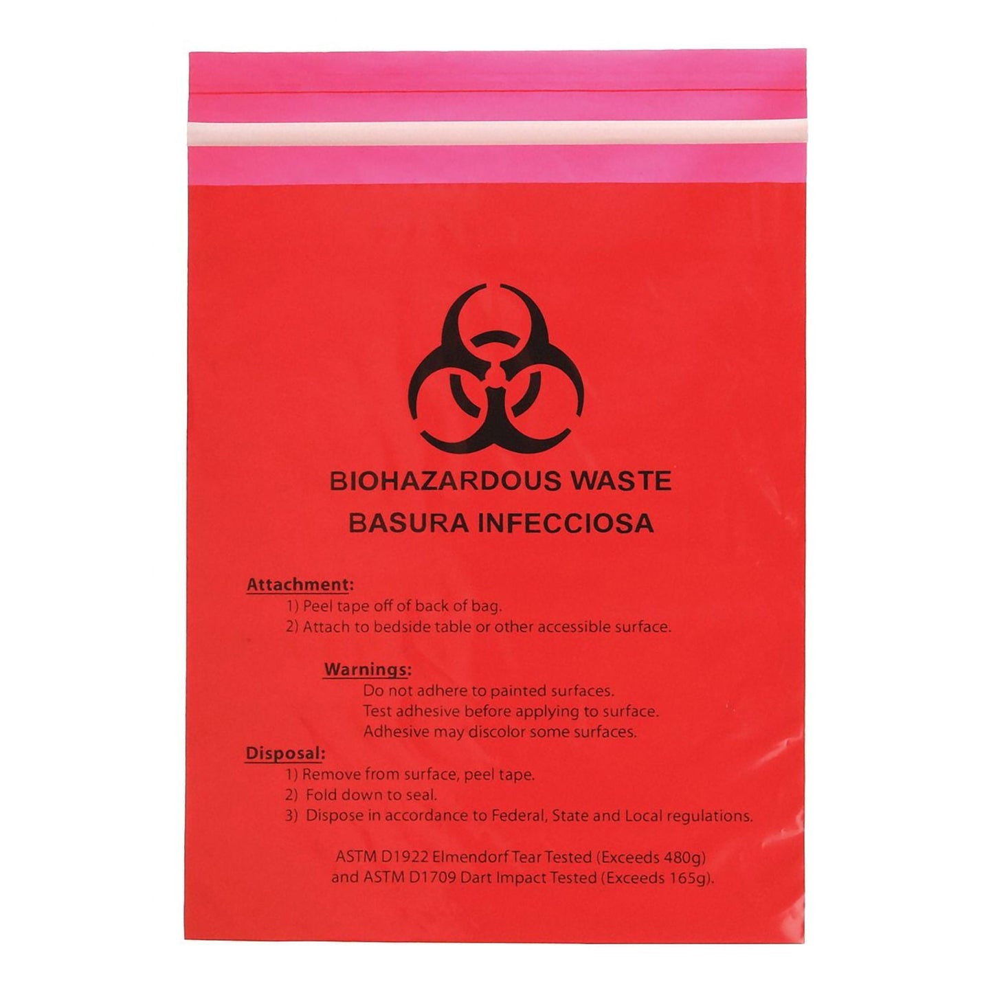 Stick on Biohazard Waste Bag Biohazard Symbol 0.65 gal. Red