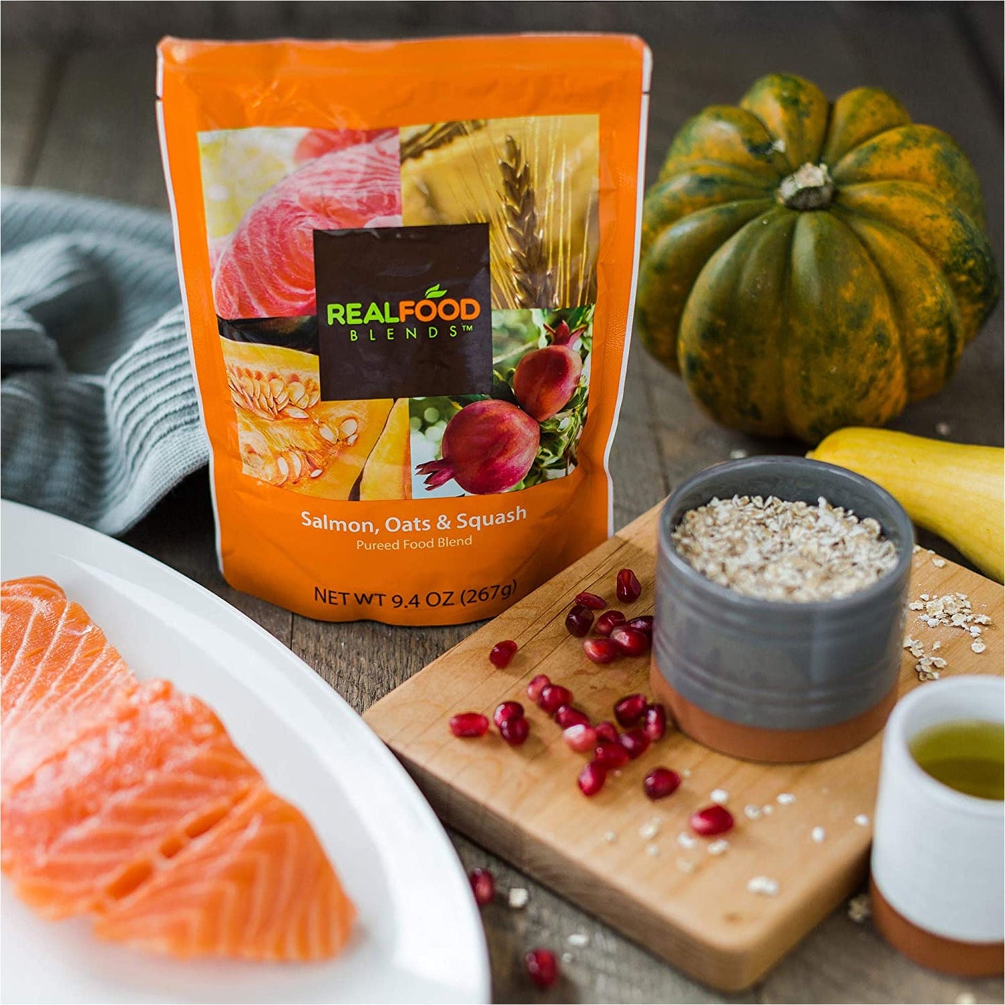 Real Food Blends™ Salmon, Oats & Squash Puree for Tube Feeding, pouch