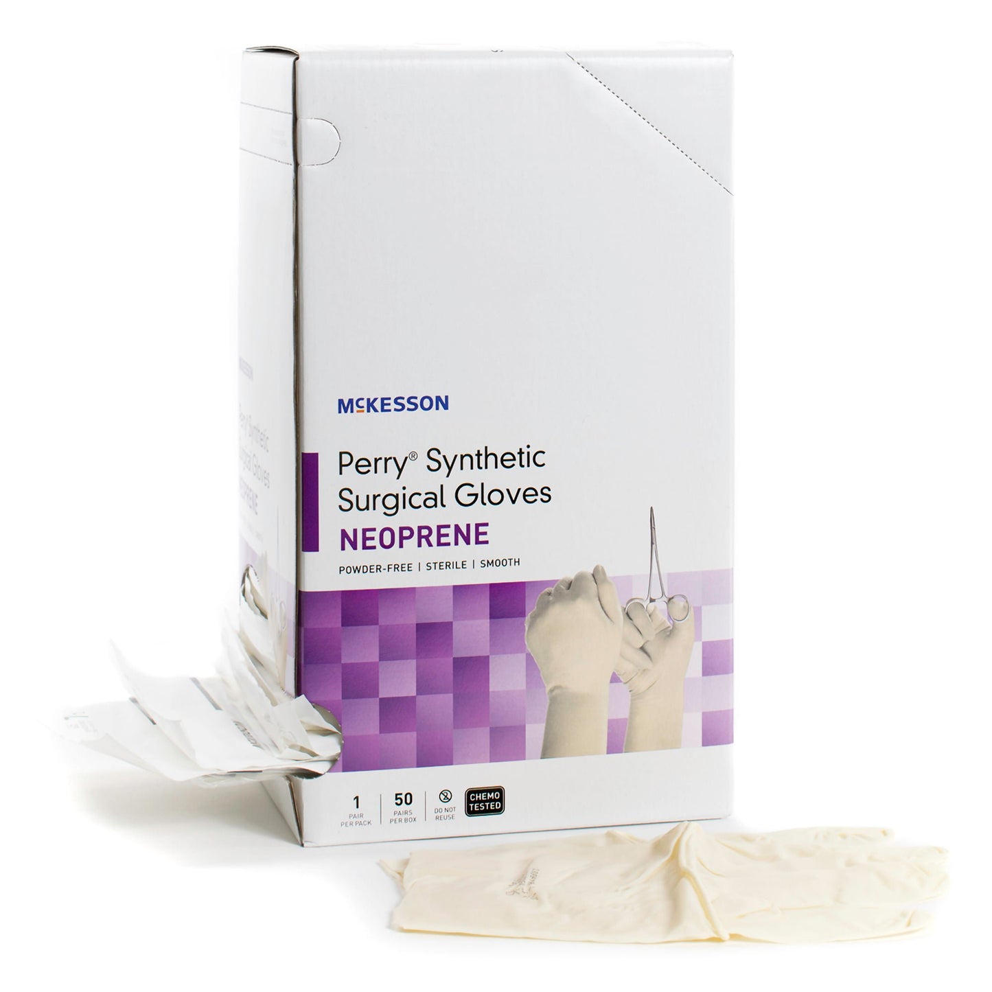 Sterile McKesson Perry® Synthetic Surgical Gloves Polychloroprene Surgical Gloves, Cream