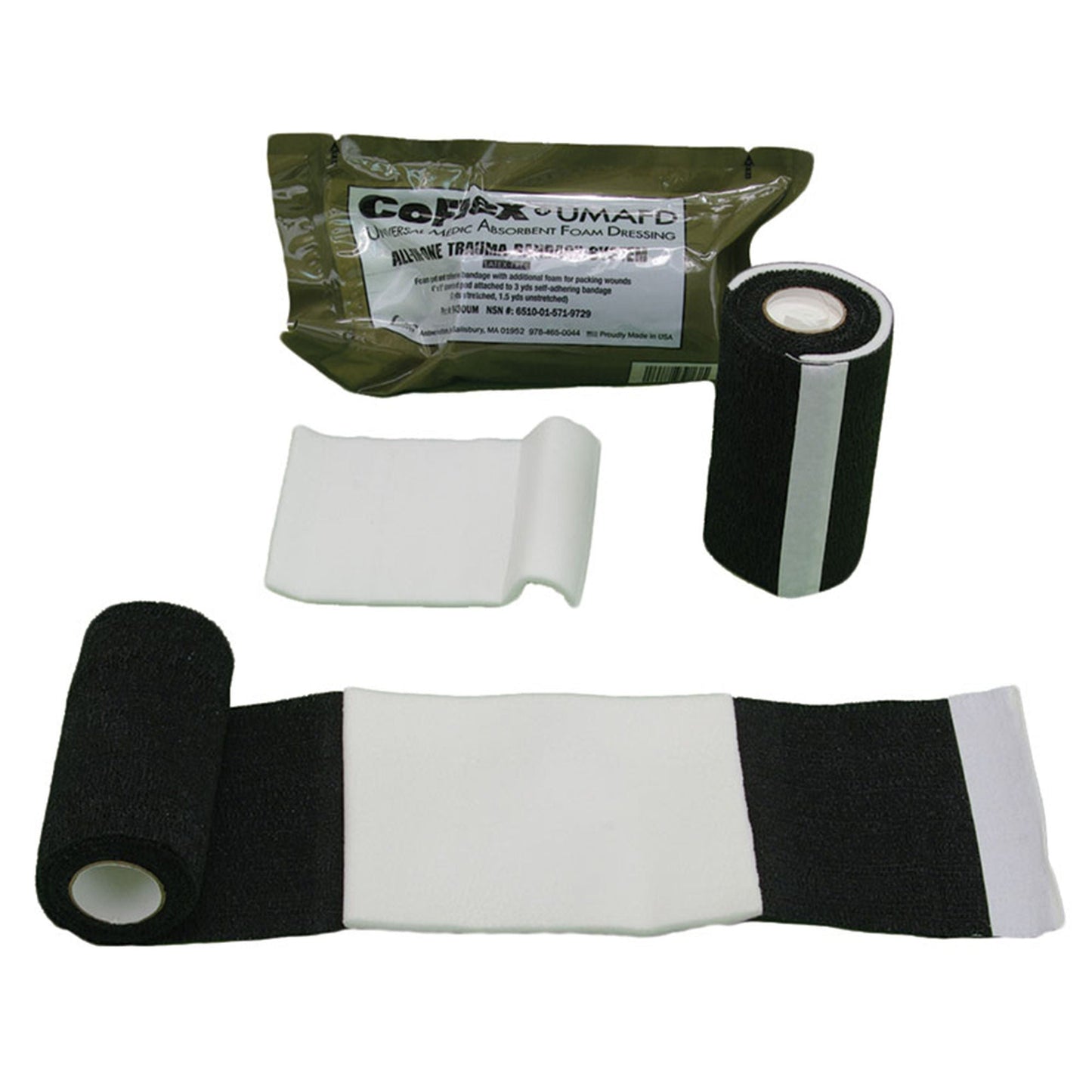 CoFlex UMAFD Trauma Pressure Dressing with Wrap Self-adherent Closure Black NonSterile Standard Compression