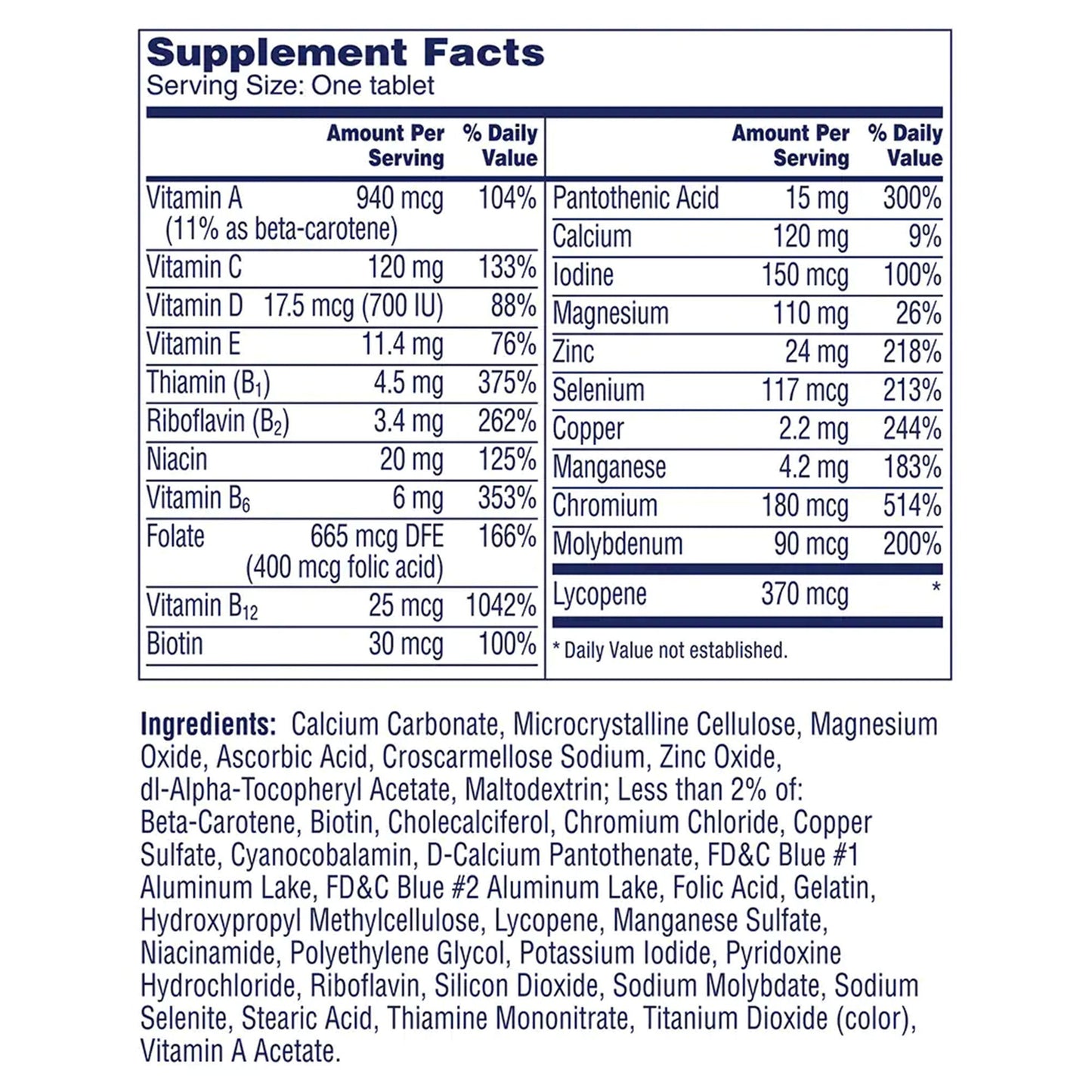 One A Day Men's 50+ Complete Multivitamin Tablets