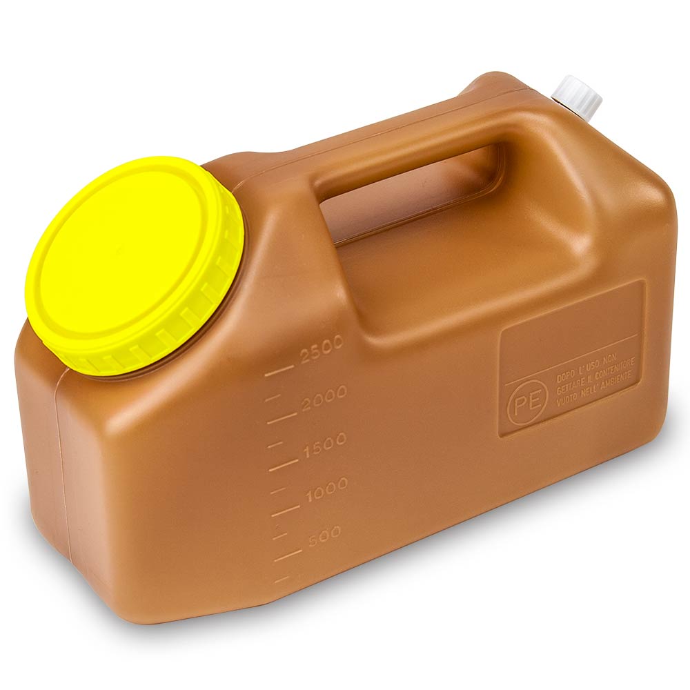 24-Hour Urine Collection Containers, 2500 mL Amber HDPE, Affixed Screwcap — 50/Case | Globe Scientific