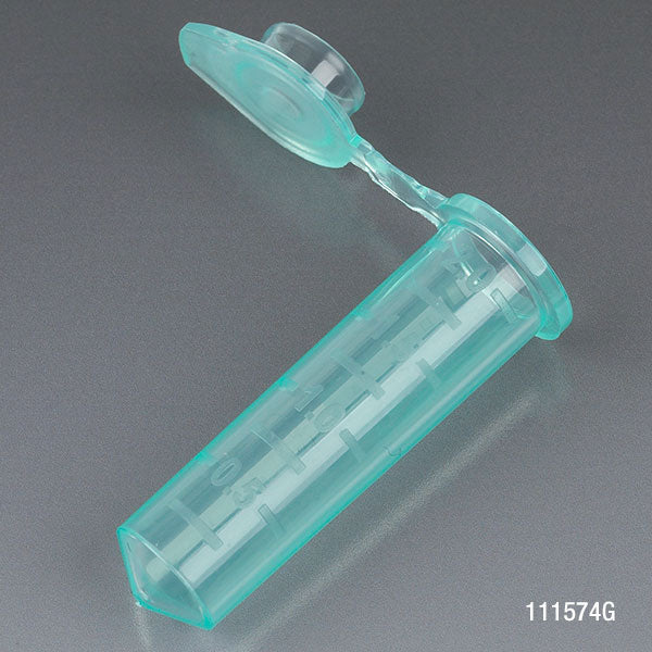 Microcentrifuge Tubes, PP, Attached Snap Cap, Graduated — Green, 0.5/1.5/2.0 mL, 500/Bag | Globe Scientific