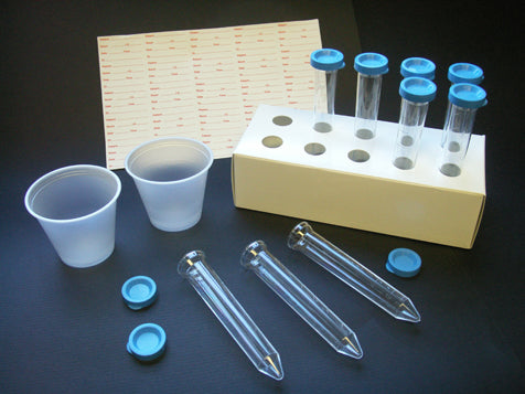 Uri-Pak Urine Collection System, 12 mL Flared-Top Tube, Blue Snap Cap — Cups, Labels & Rack, 100/Bag | Globe Scientific