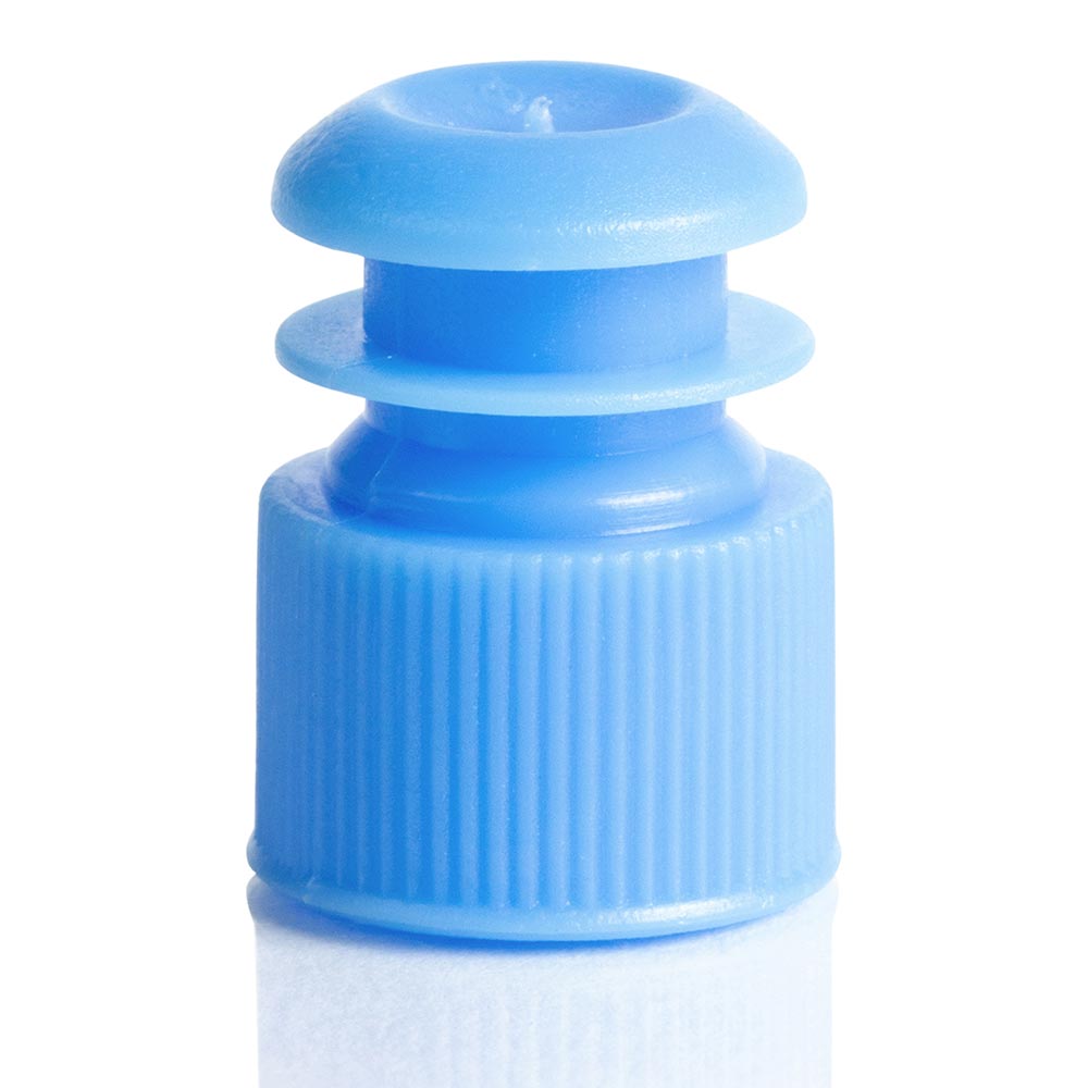 Flange Plug Caps for Test Tubes, Polyethylene, Blue — 12/13/16 mm, 1000/Case | Globe Scientific
