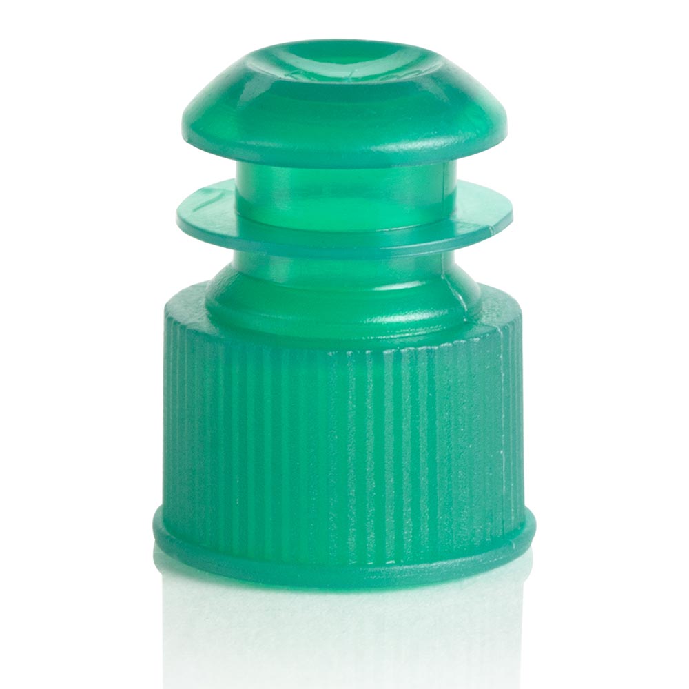 Flange Plug Caps, Polyethylene, Green — 12/13/16 mm, 1000/Case | Globe Scientific