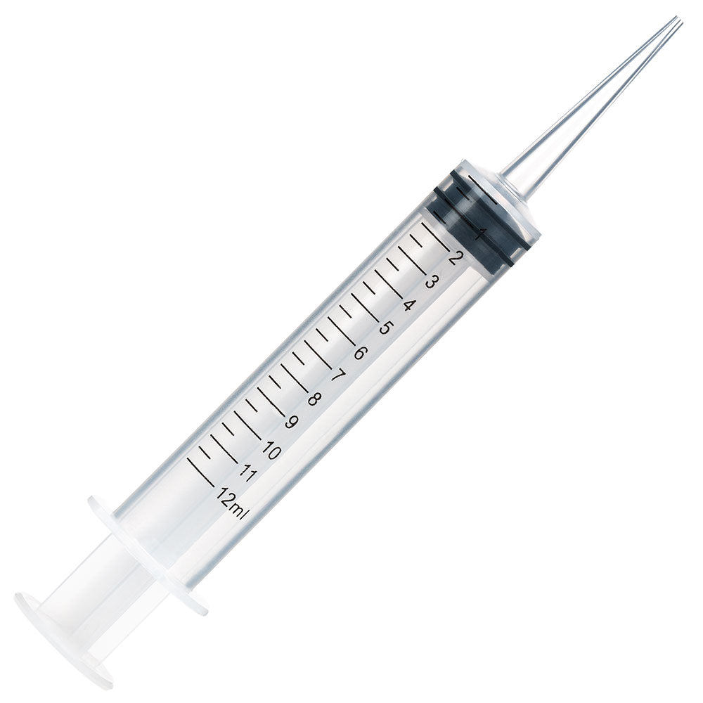 Transfer Syringes, 12 mL Straight Tip, Printed Graduations — 50/Bag | Globe Scientific