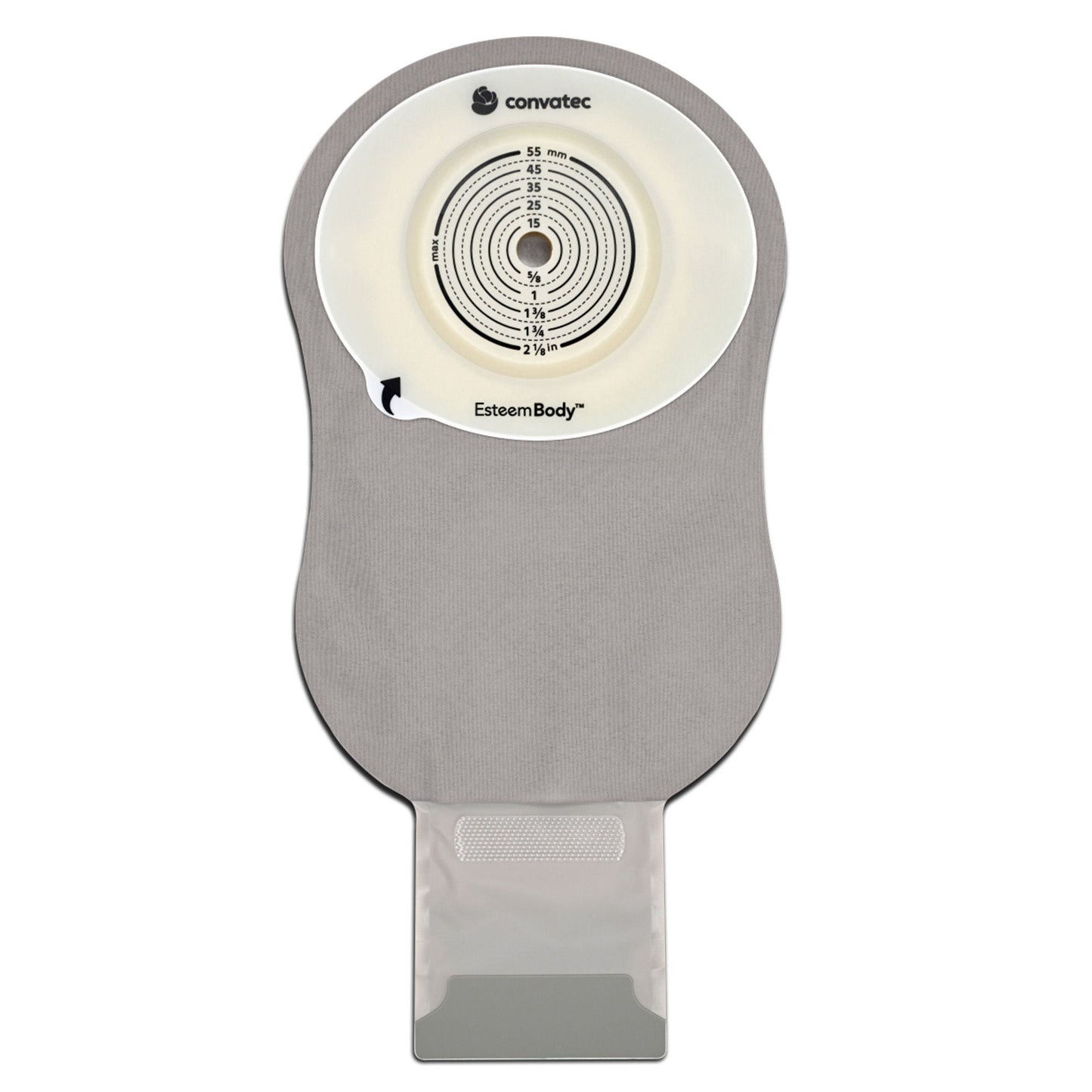 Esteem Body Ostomy Pouch One-Piece System Length Deep Convex, Pre-Cut 10 to 55 mm Stoma Drainable
