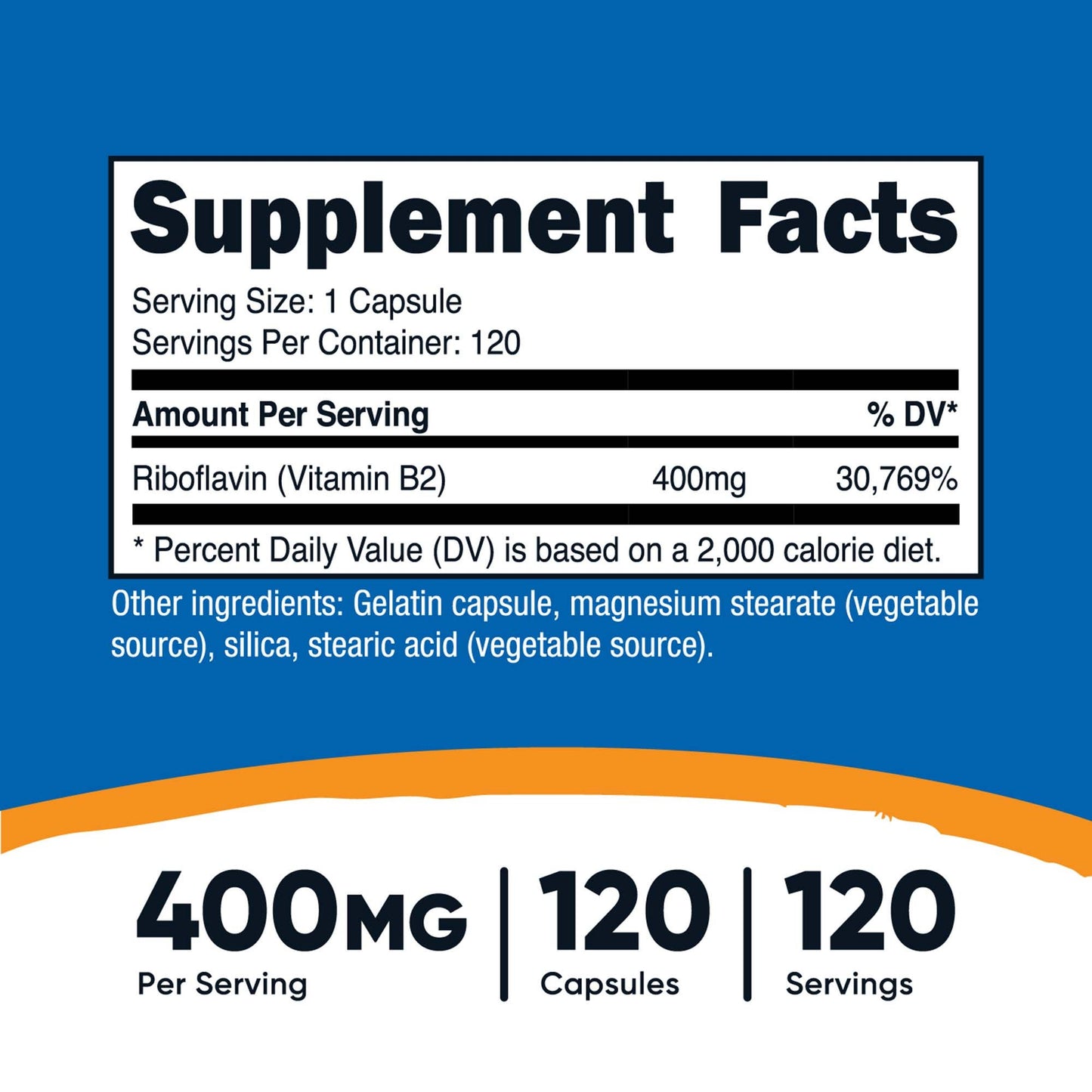 nutricost Vitamin B2 Riboflavin Dietary Supplement Vitamin B2 400 mg Strength Capsule