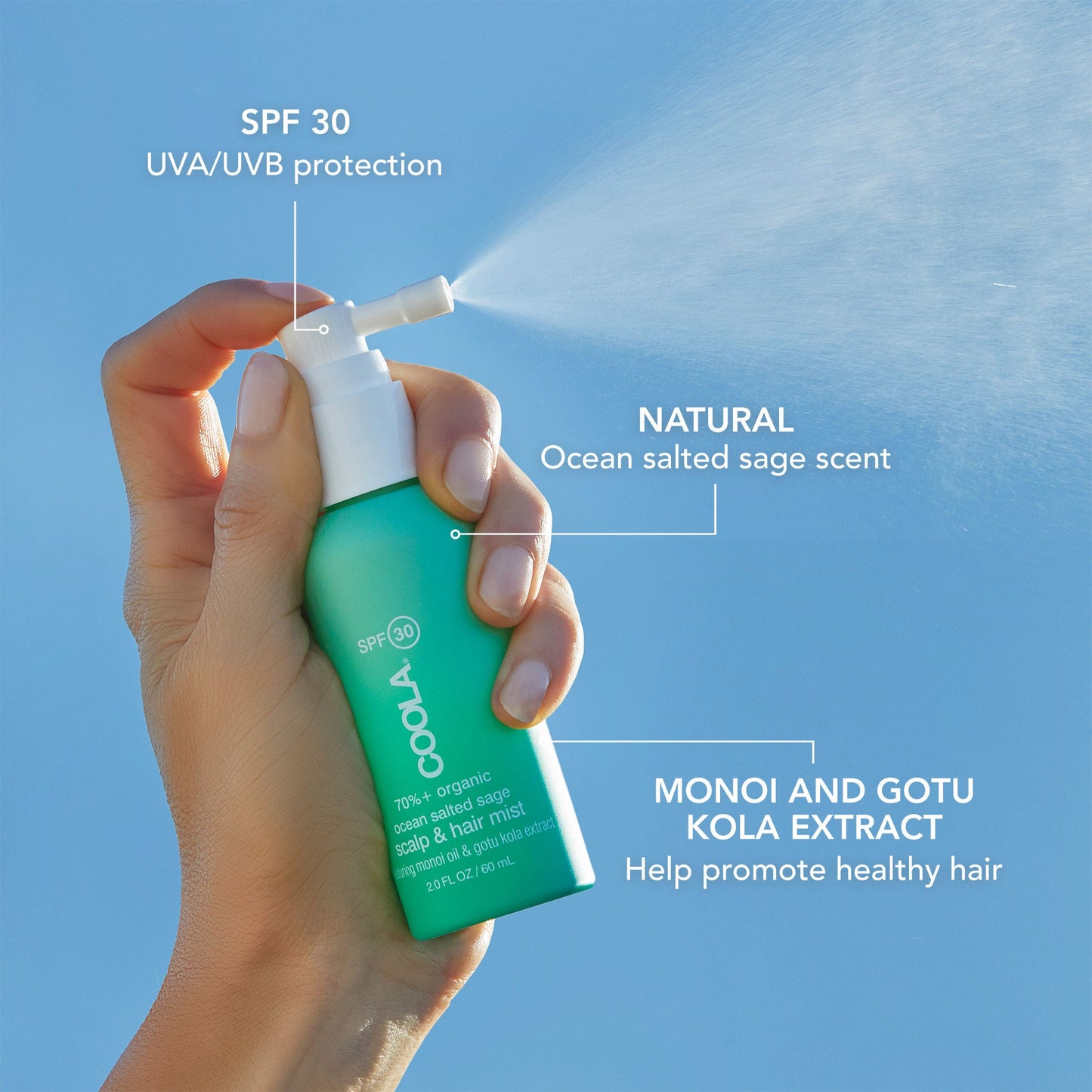 Coola® Scalp and Hair Mist Sunscreen SPF 30, Pump Bottle