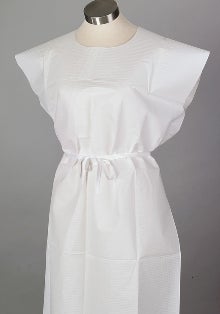 TIDI Patient Exam Gown Medium White Disposable