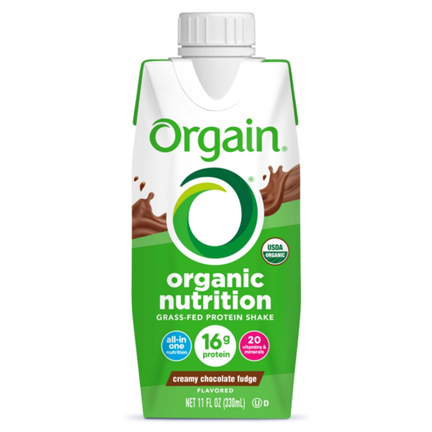 Orgain Organic Nutrition Shake Oral Supplement Creamy Chocolate Fudge Flavor Liquid Carton