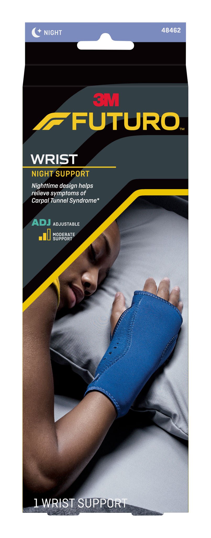 3M™ Futuro™ Night Wrist Brace, Left or Right Hand, Navy Blue, Adult 5-1/4" to 9"