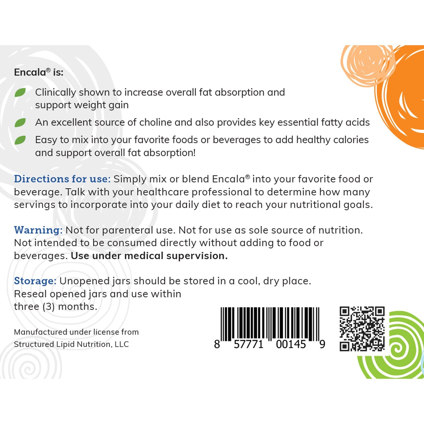 Encala Oral Supplement Unflavored Powder Canister