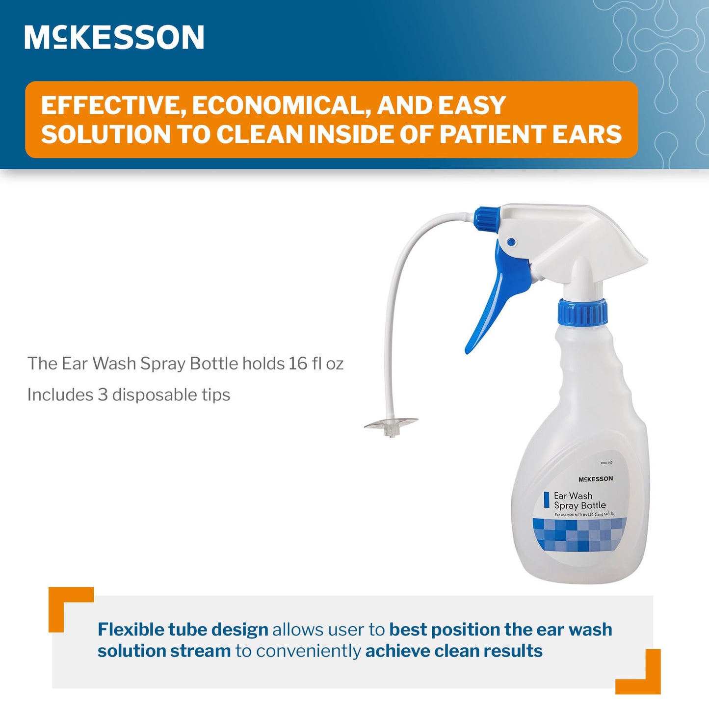McKesson Ear Wash System with Flexible Tubes and Three Tips