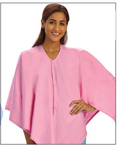 SimplySoft Exam Cape Pink One Size Fits Most Front Opening Snap Closure Female Reusable