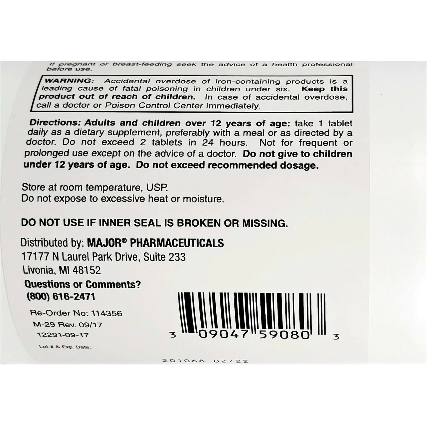 Major® FeroSul® Iron Mineral Supplement