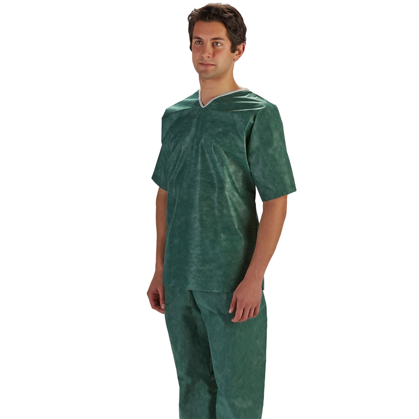 SimplySoft Patient Shirt Small Green / White Without Pockets Short Sleeve Unisex