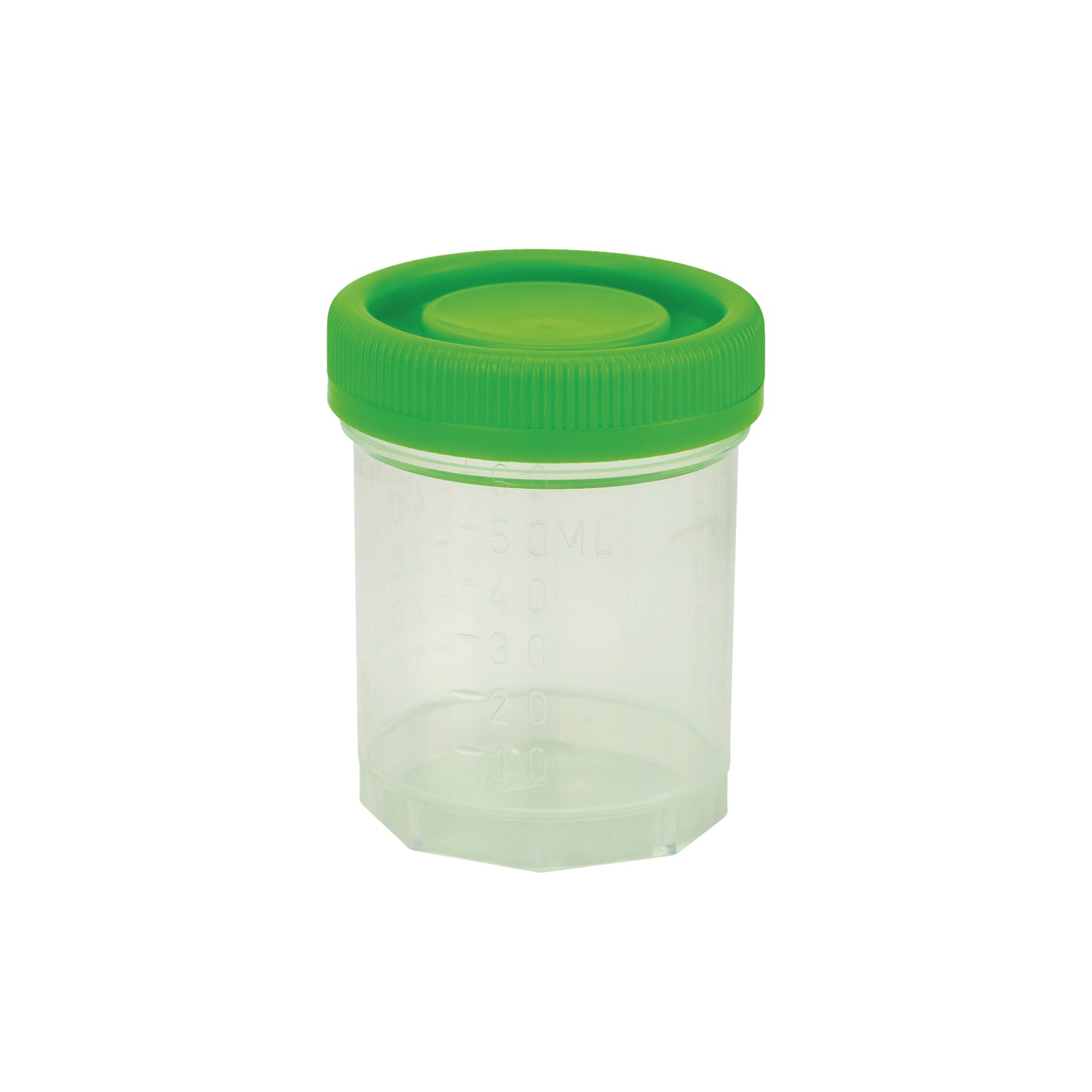 Caplugs Evergreen 222-5601-G8I 60 mL Specimen Container Green Screw Cap Sterile PPC Individually Packed MADE IN USA