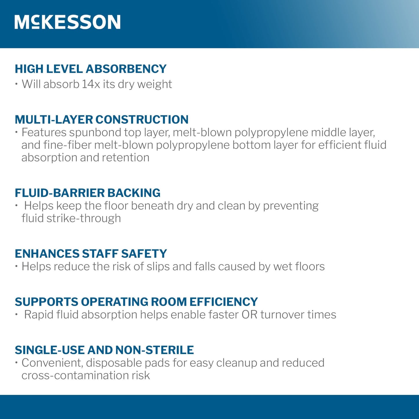 McKesson Anti-Static Anti-Fatigue Floor Mat Heavy Absorbency White Spunbond / Melt-Blown Polypropylene