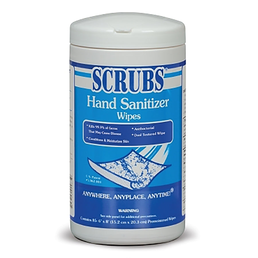 SCRUBS® Hand Sanitizer Wipes, 6 in W x 9 in L, Alcohol Scent, 85 Wipes/Container (90985)