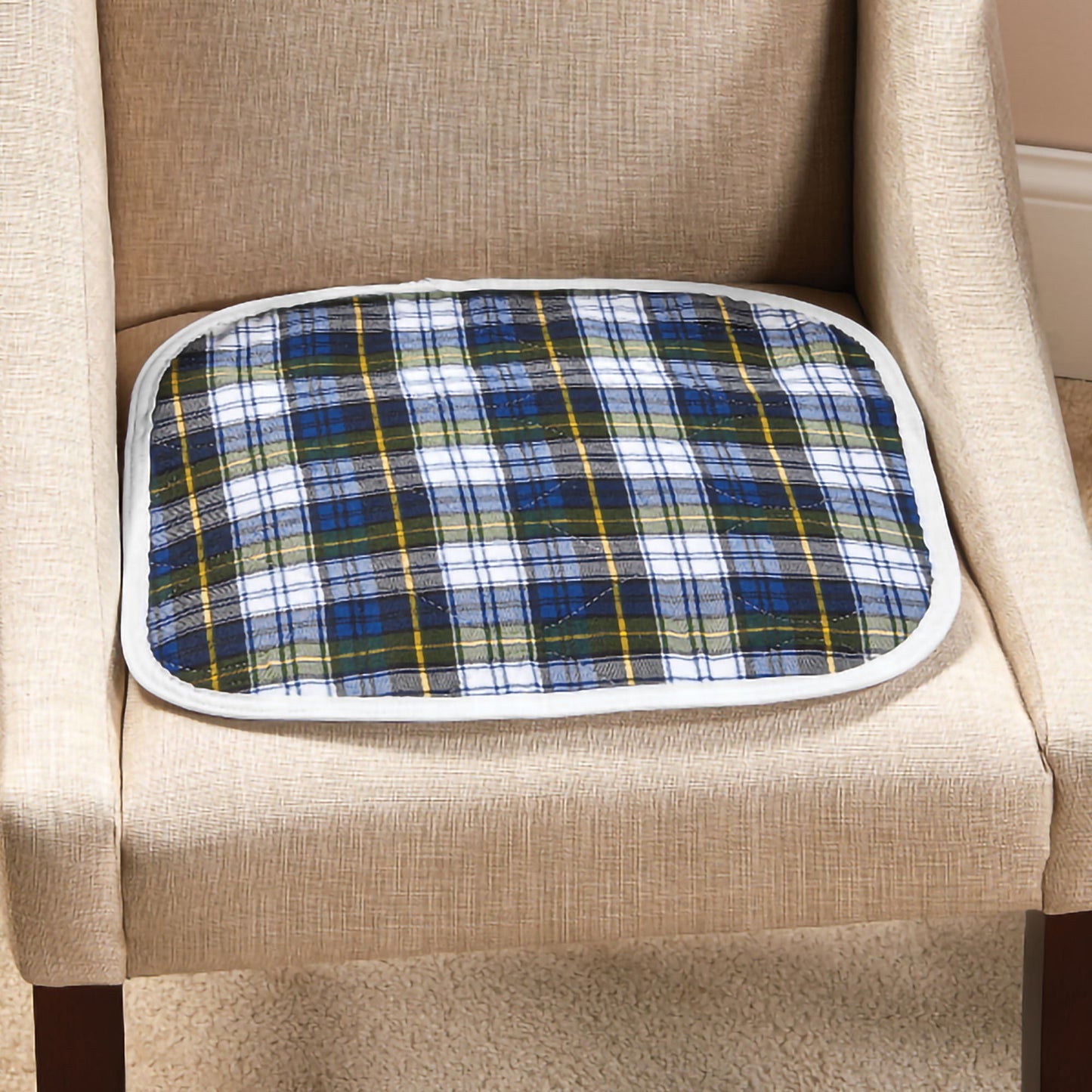 CareFor™ Deluxe Green Plaid Reusable Chair Pad