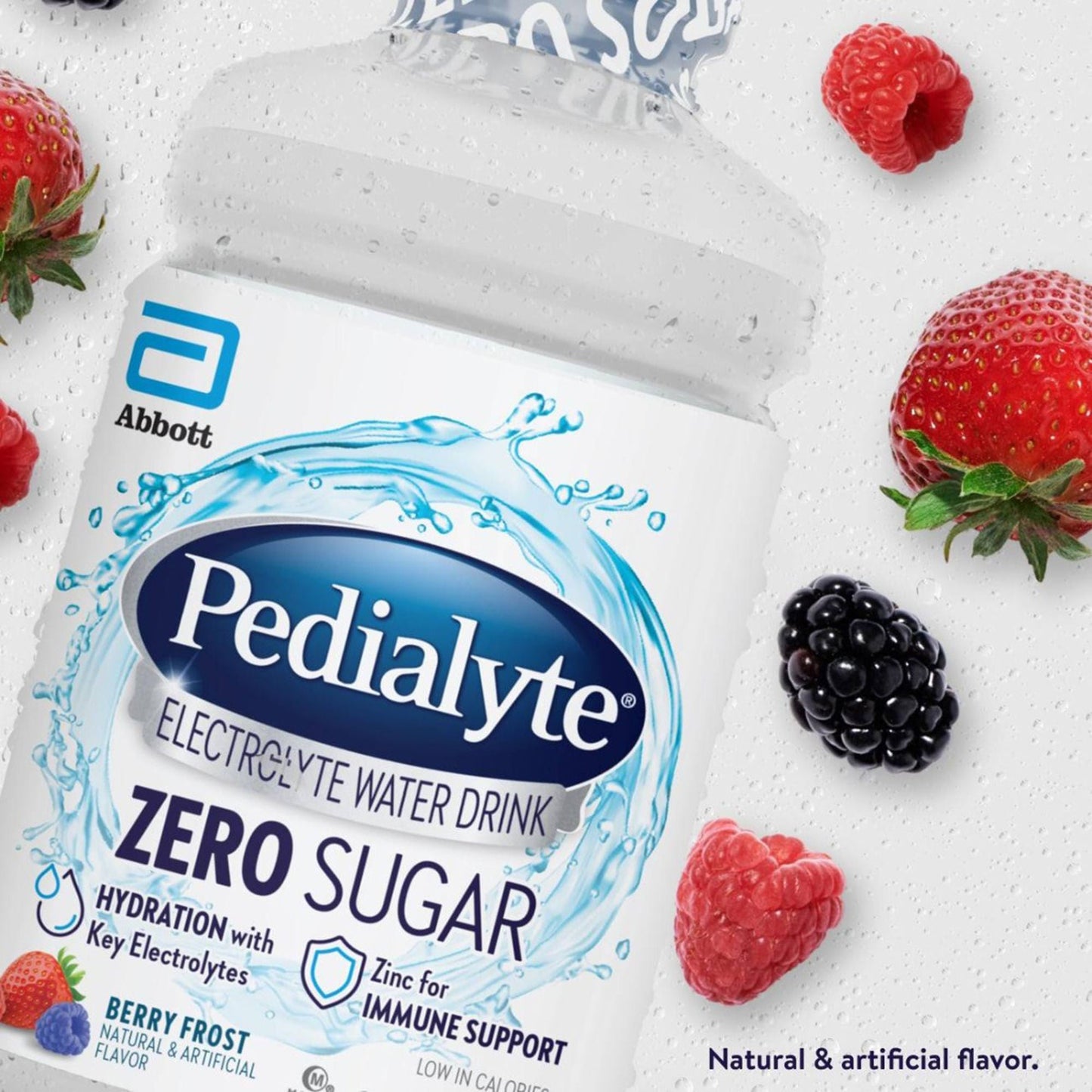 Pedialyte® Zero Sugar Electrolyte Water Drink, Berry Frost, bottle