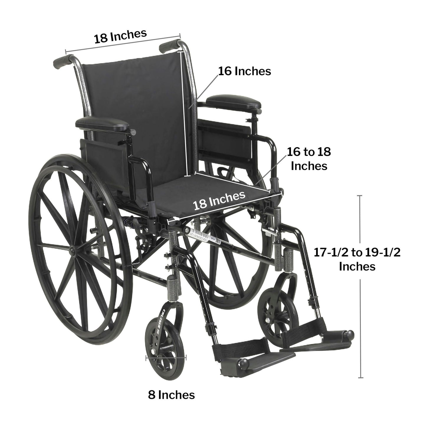 McKesson Manual Lightweight Wheelchair, 18 Inch Seat Width