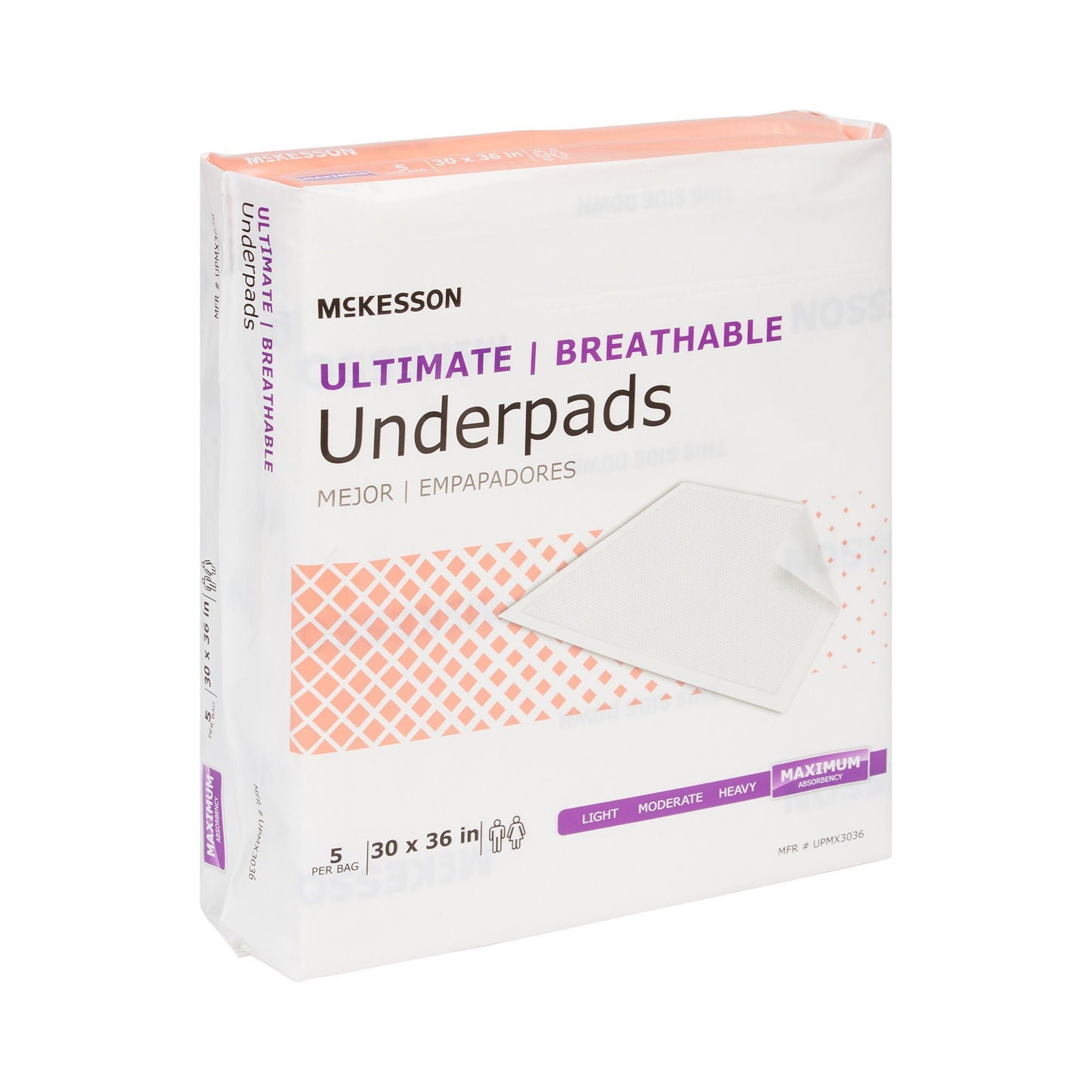McKesson Ultimate Breathable Underpads, Heavy Absorbency, White