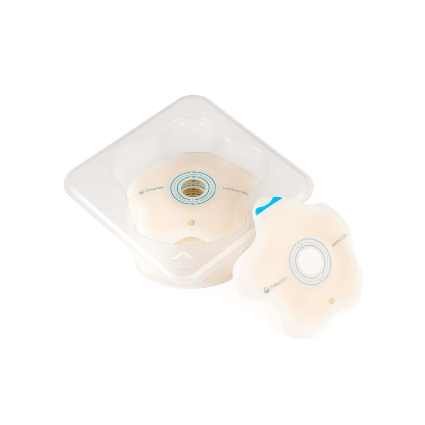 SenSura® Mio Click Convex Flip Ostomy Barrier, Stoma Openings, Red Match