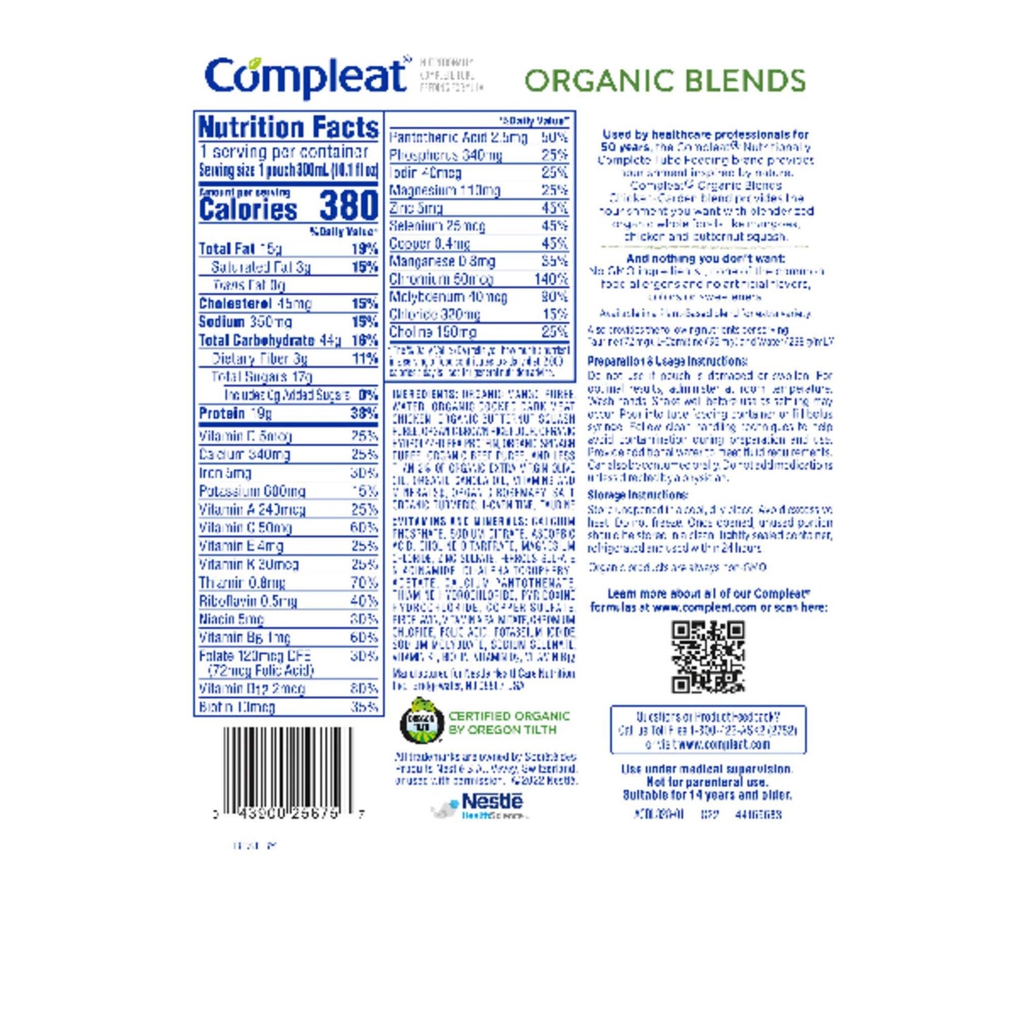 Compleat® Organic Blends Chicken-Garden Blenderized Whole Foods, Pouch