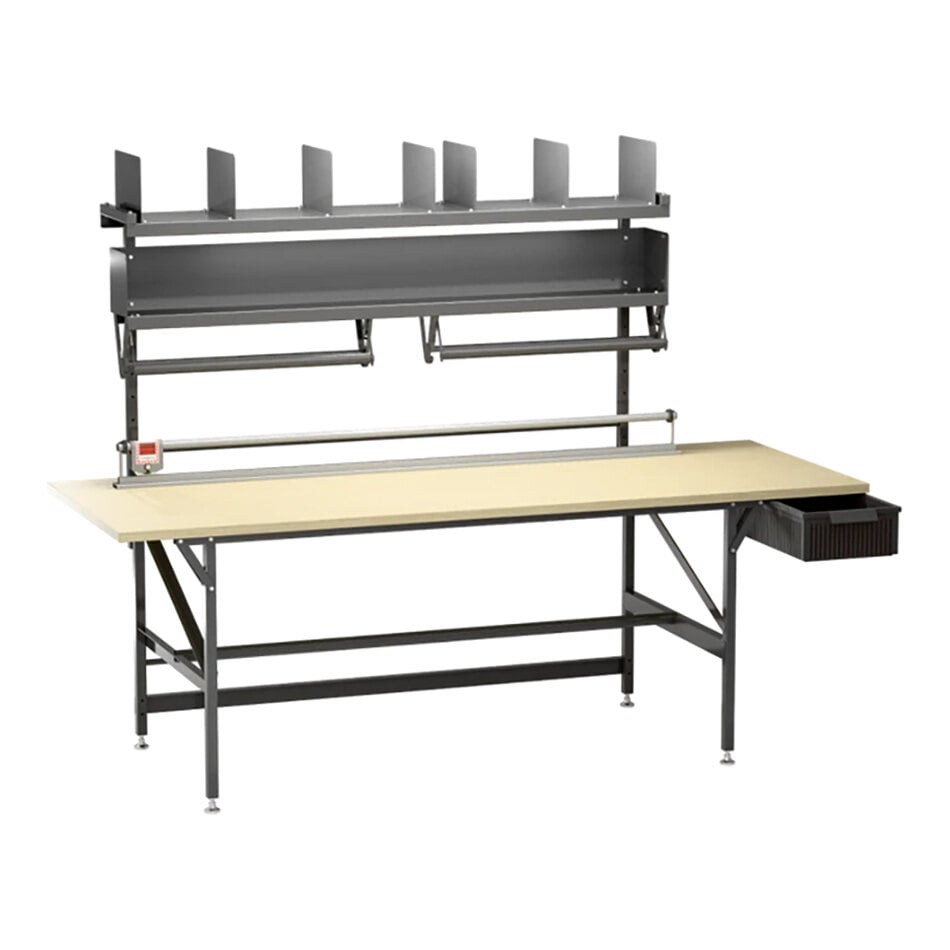 Bulman A670 deluxe packing table with shelves and parts drawer
