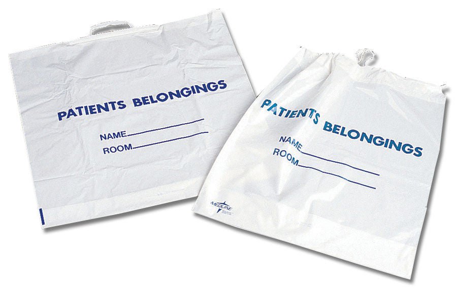 Medline Patient Belongings Bag Plastic Snap Closure White