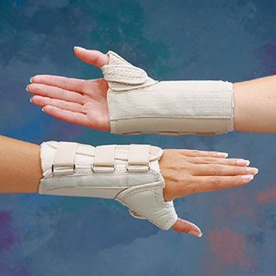 Rolyan D-Ring Original Wrist Brace with Thumb Spica Aluminum / Cotton / Polyester Left Hand Beige