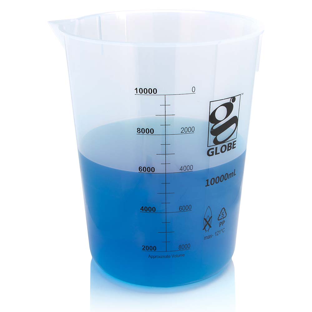 Polypropylene Griffin Beakers, Low Form, Printed Graduations — 50 mL to 10 L, 1–12/Bag | Globe Scientific