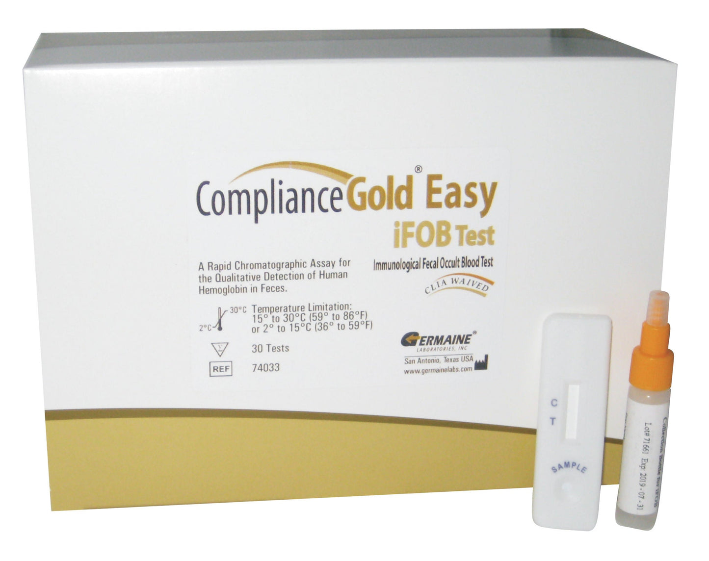 Compliance Gold iFOB Easy Cancer Screening Test Kit Fecal Occult Blood Test (iFOB or FIT) 30 Tests CLIA Waived