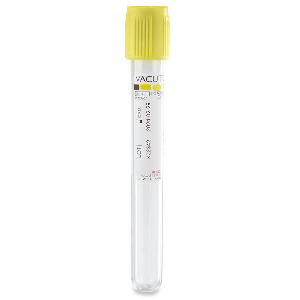 Urine Collection Vacuum Tubes, PET, Yellow Cap — 13 x 100 mm 6.5 mL, 1000/Case | Globe Scientific