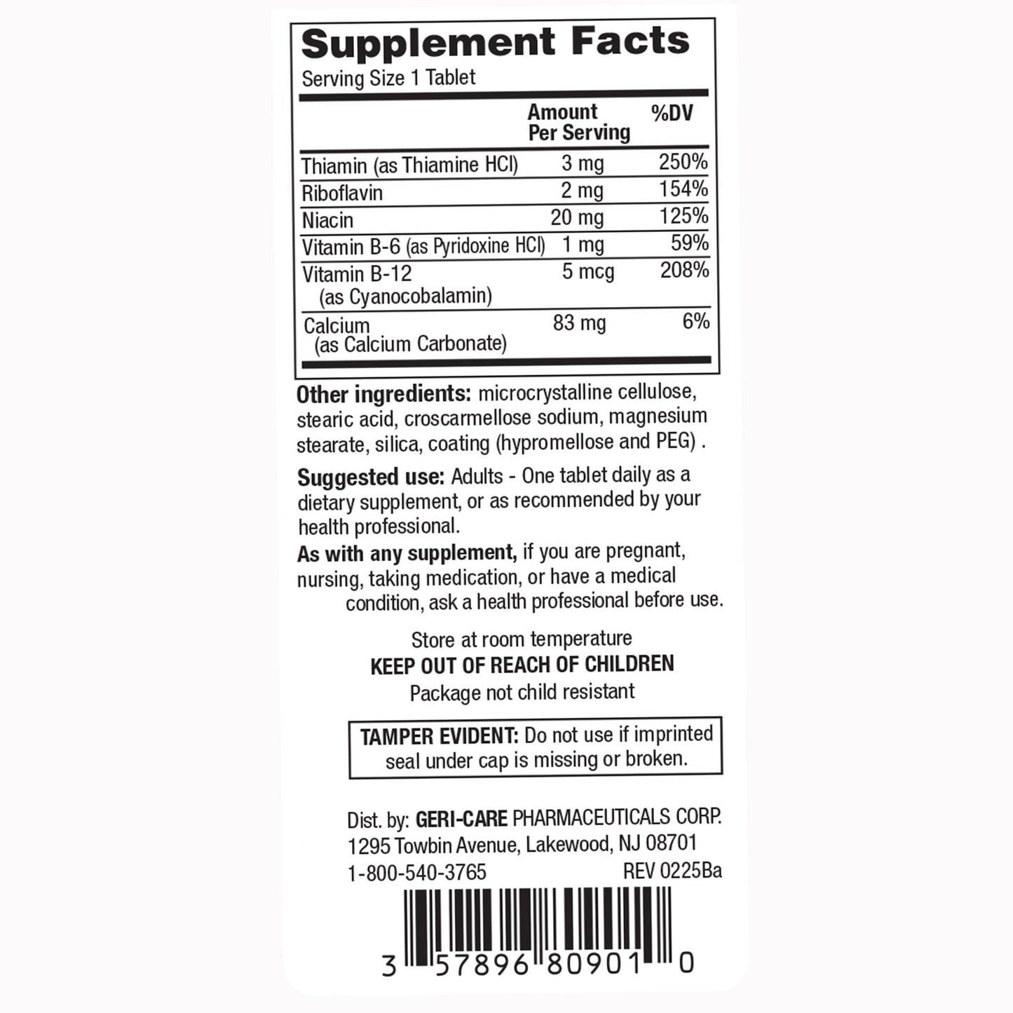 Geri-Care Vitamin Supplement Vitamin B Tablet