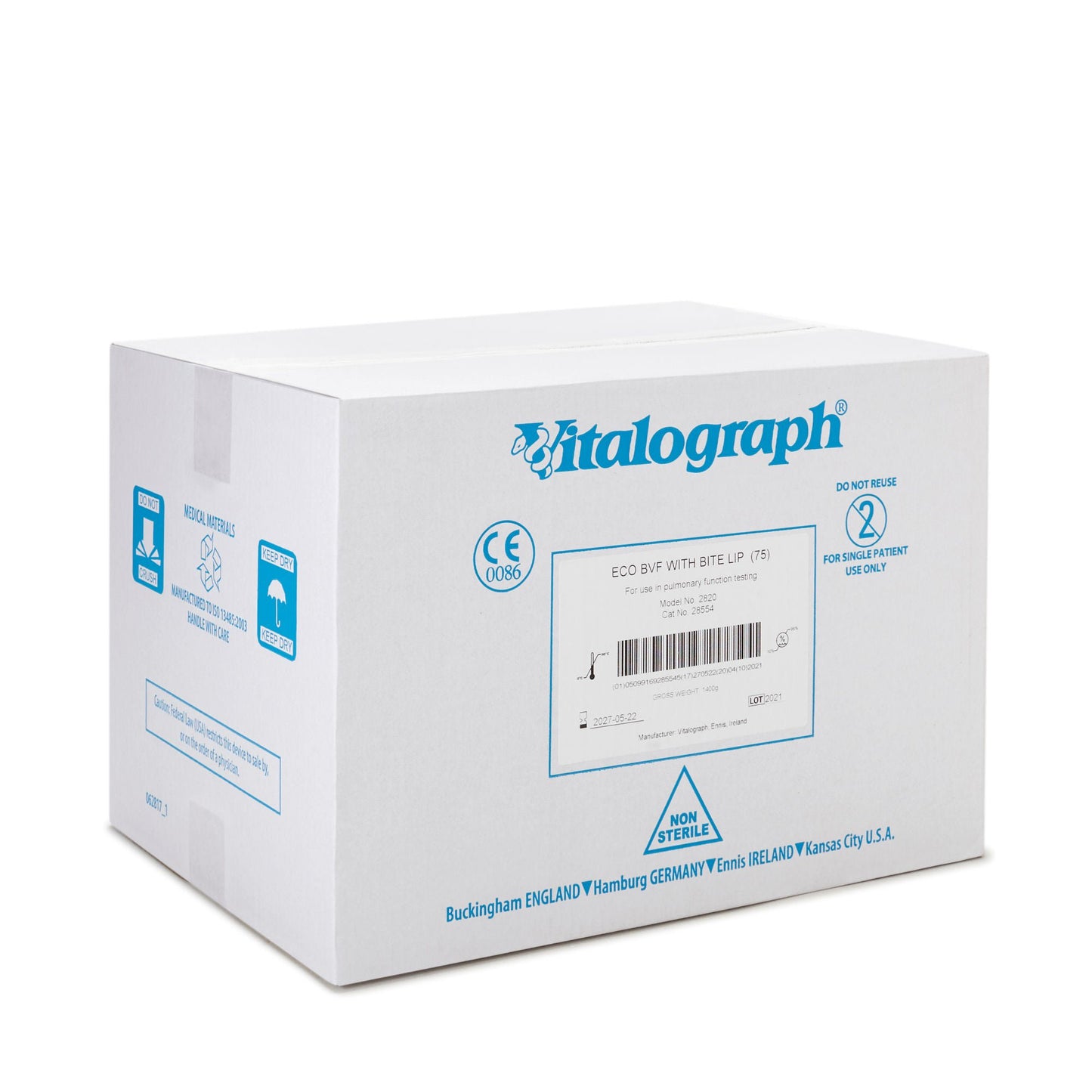 Eco BVF Filter BVF with Plastic Bite Lip (75) For MediSoft and Office Spirometers