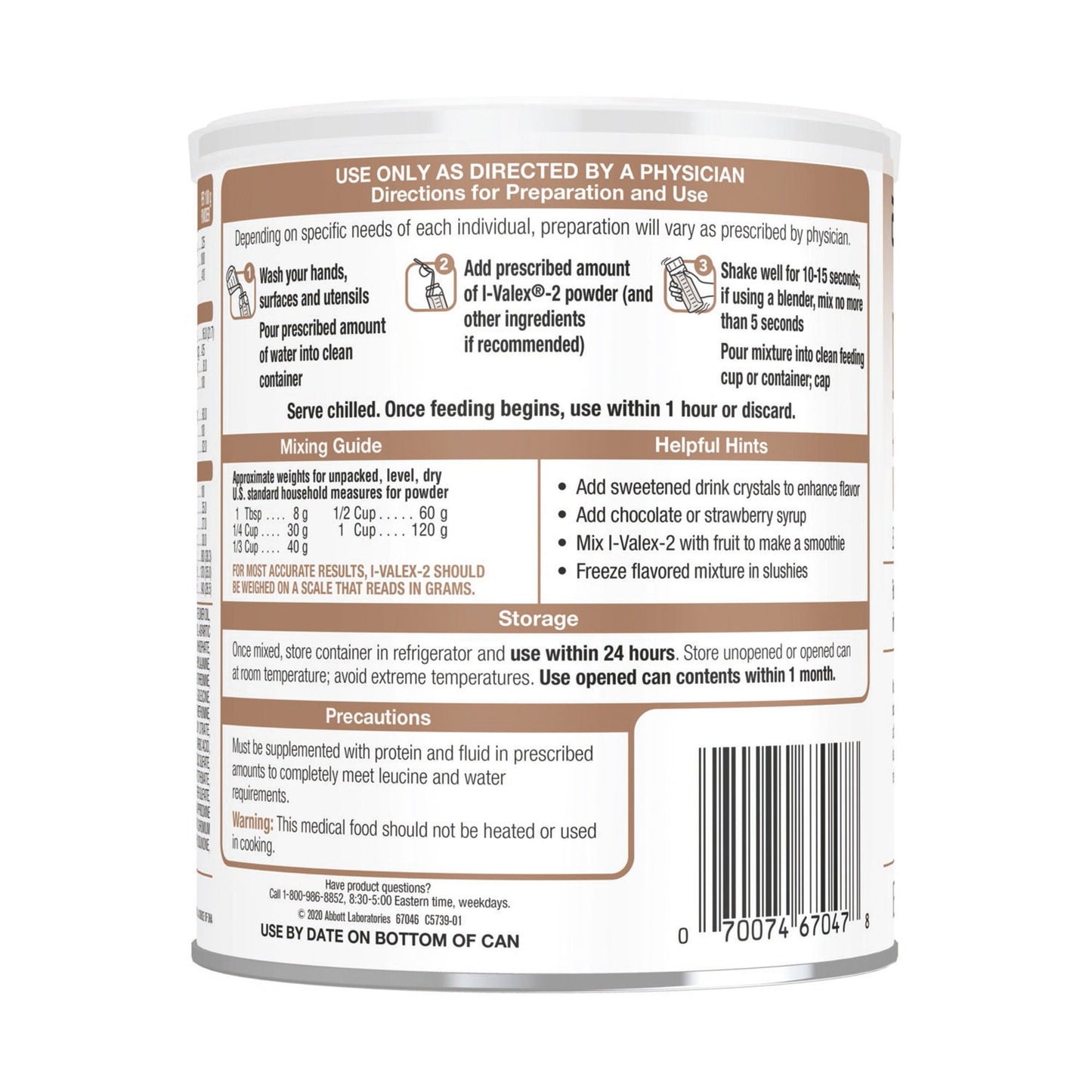 I-Valex®-2 Amino Acid–Modified Medical Food for Leucine Catabolism, Can