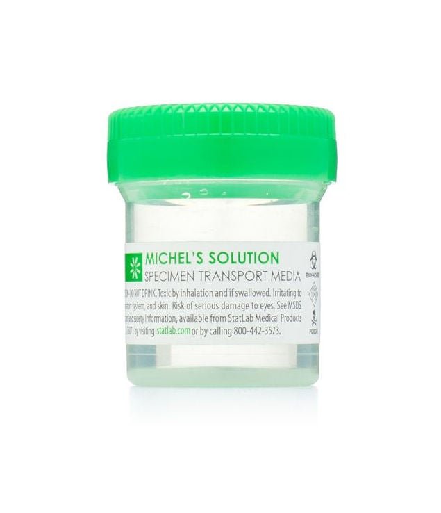Prefilled Michel Transport Medium Container (0.67 oz.) Screw Cap Biohazard Symbol / Patient Information