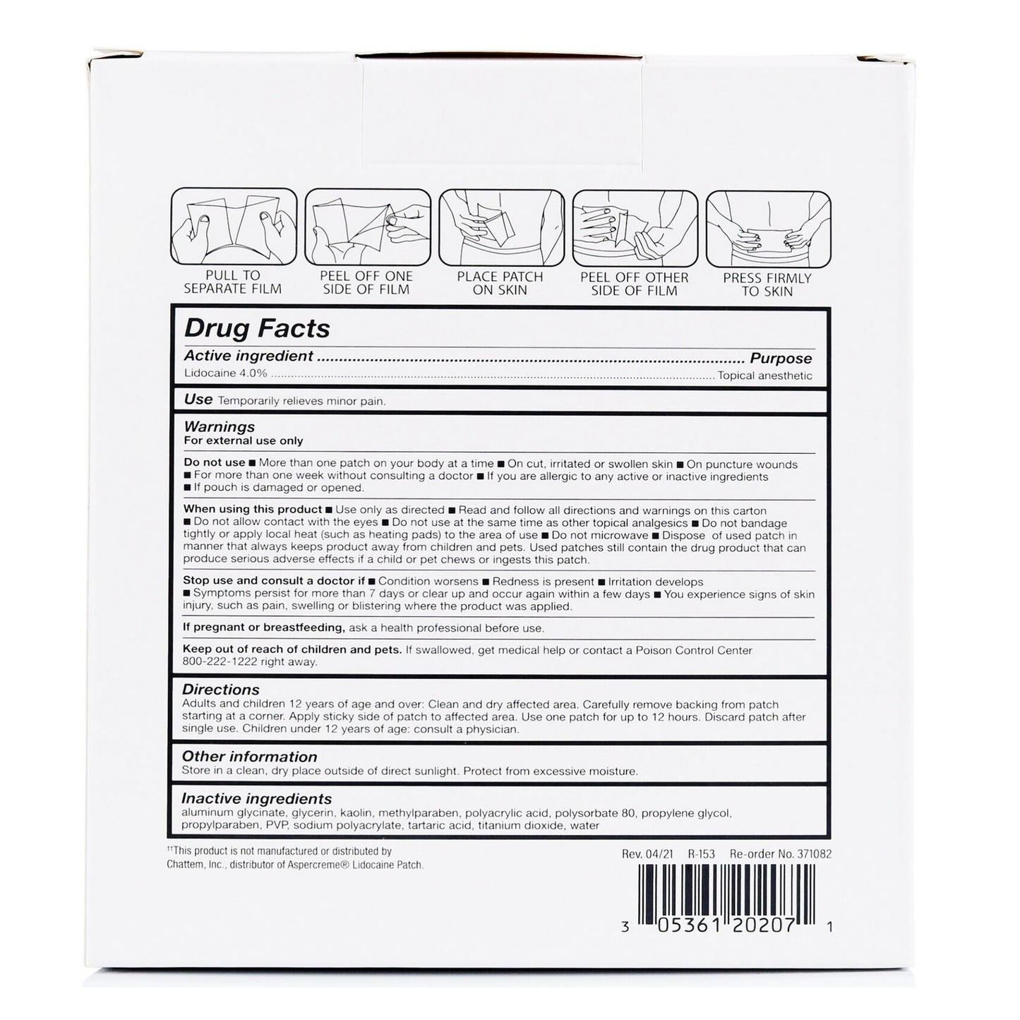 Rugby® 4% Lidocaine Pain Relief Patch