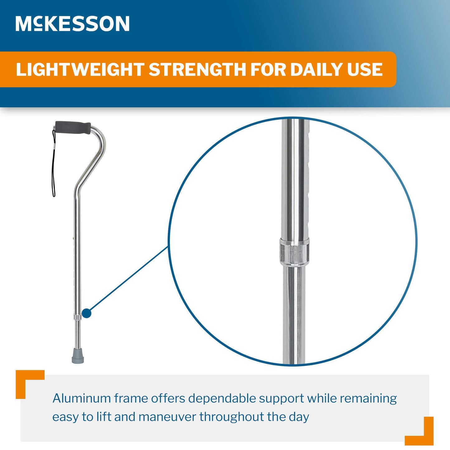 McKesson Aluminum Offset Cane, 30 – 39 Inch Height