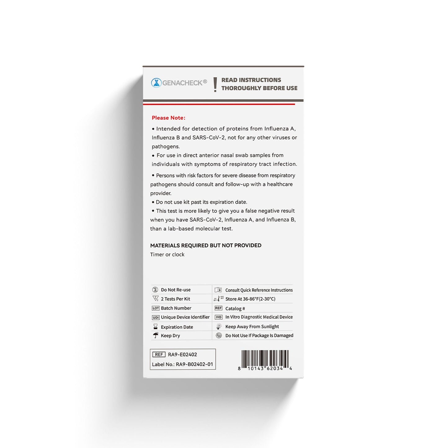 GenaCheck COVID-19/Flu A & B Rapid Self-Test