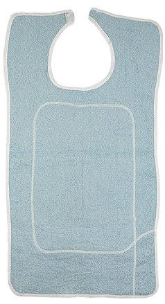 Beck's Classic Adult Bib with Barrier, White and Blue Terry