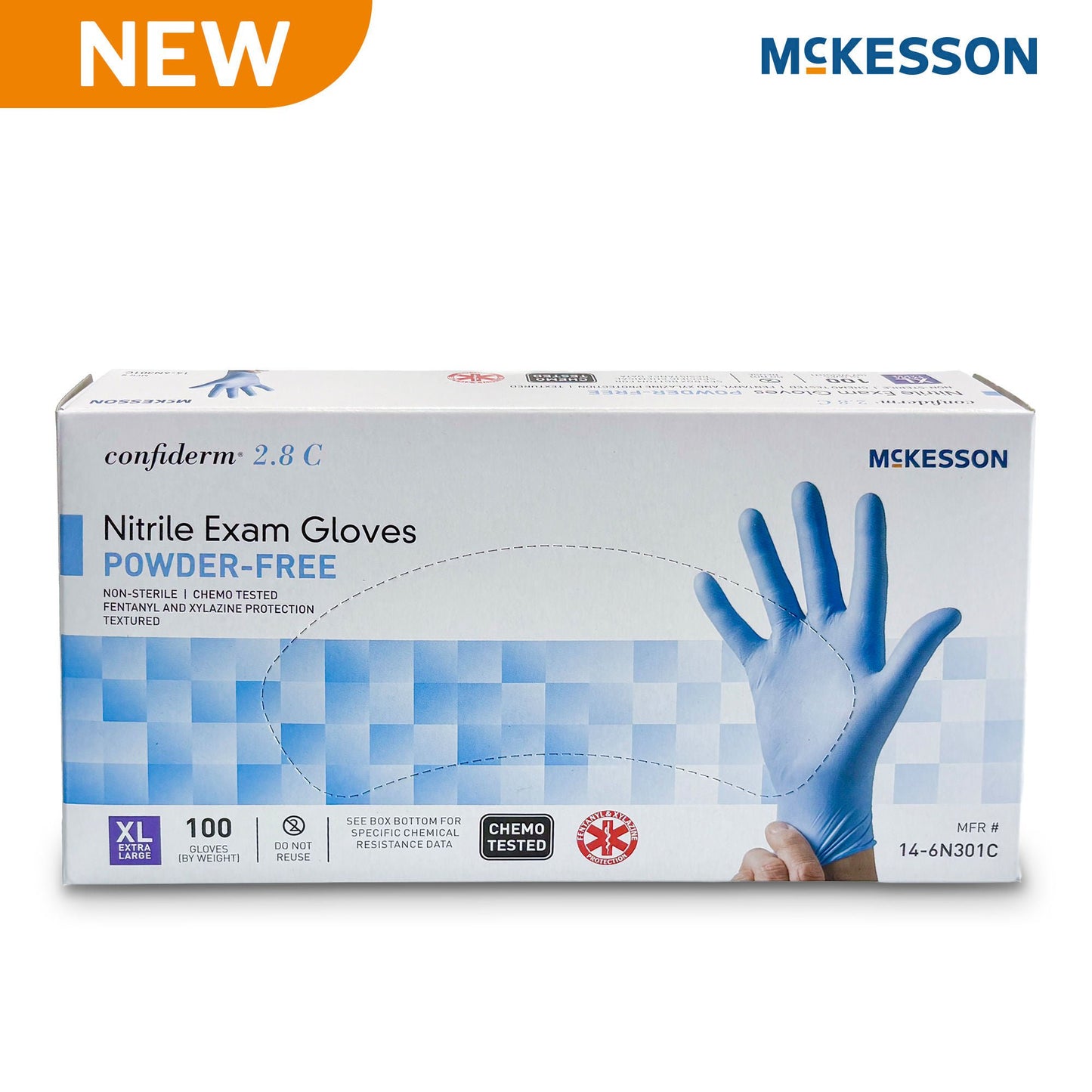 McKesson Confiderm® 2.8 C Nitrile Exam Gloves, Ocean Blue