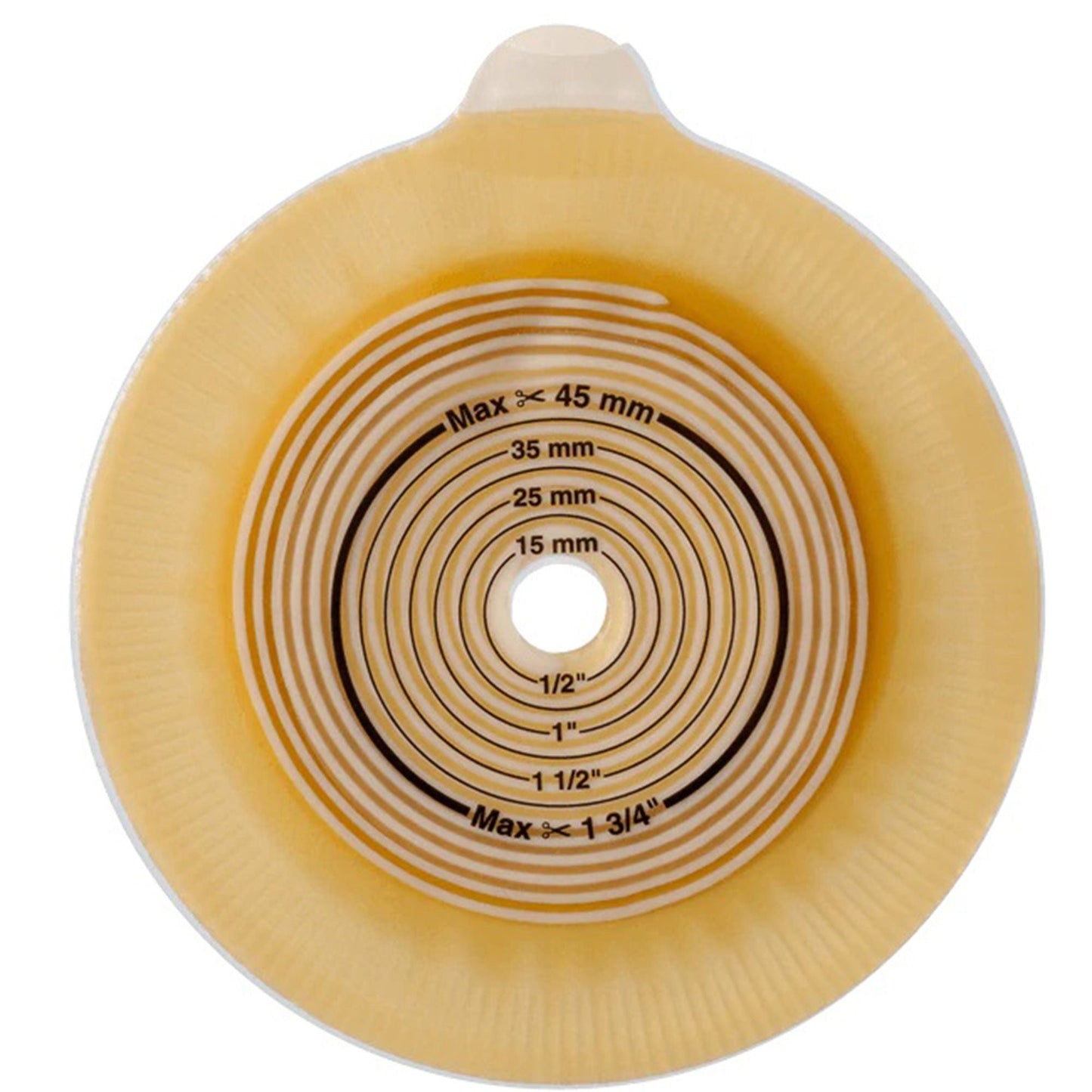 Assura® Flat Ostomy Barrier, Stoma Opening, Blue Color Match