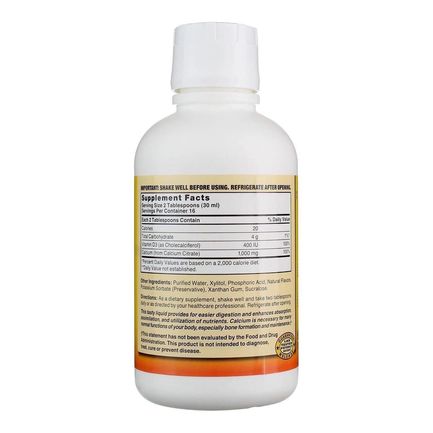 Nature's Blend Joint Health Supplement Calcium Citrate / Vitamin D3 1,000 mg Strength Liquid Blueberry Flavor