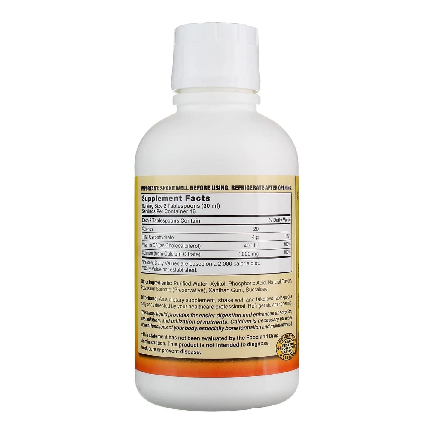 Nature's Blend Joint Health Supplement Calcium Citrate / Vitamin D3 1,000 mg Strength Liquid Blueberry Flavor