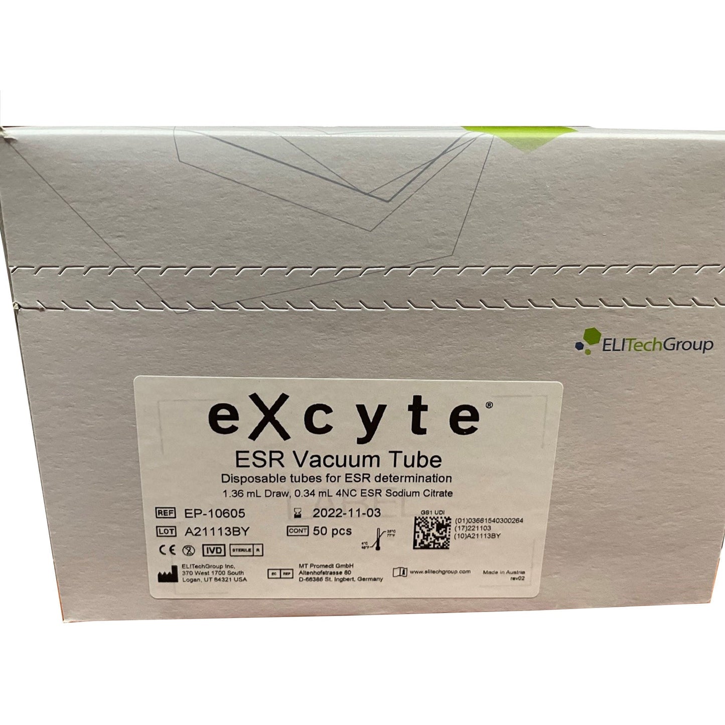 Excyte® Vacuum Tube Venous Blood Collection Tube, 120 mm Length
